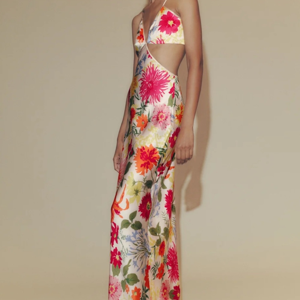 Reformation Poppies Silk Dress Multi - Size 8 - Picture 3 of 5